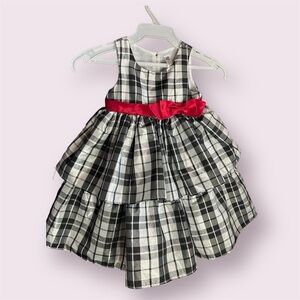 Child Black Plaid Satin Dress Size 24 Months EUC